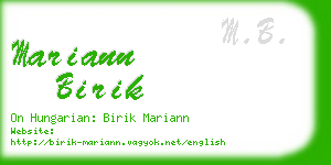 mariann birik business card